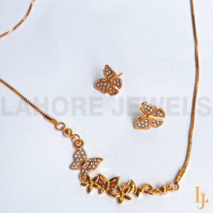 Zircon Golden Butterfly Locket Set