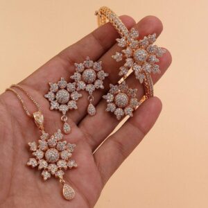 Elegant China Gold Plated Locket Set with Floral Design