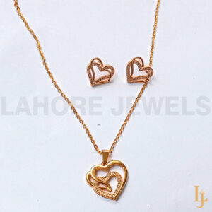Zircon Golden Heart Locket Set