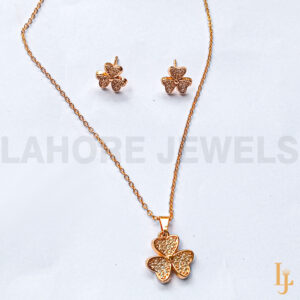 Zircon Golden Flower Locket Set