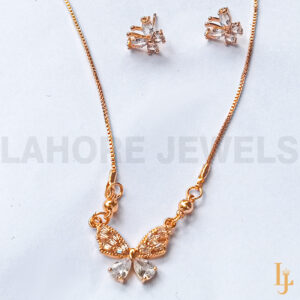 Zircon Golden Fancy Butterfly Locket Set